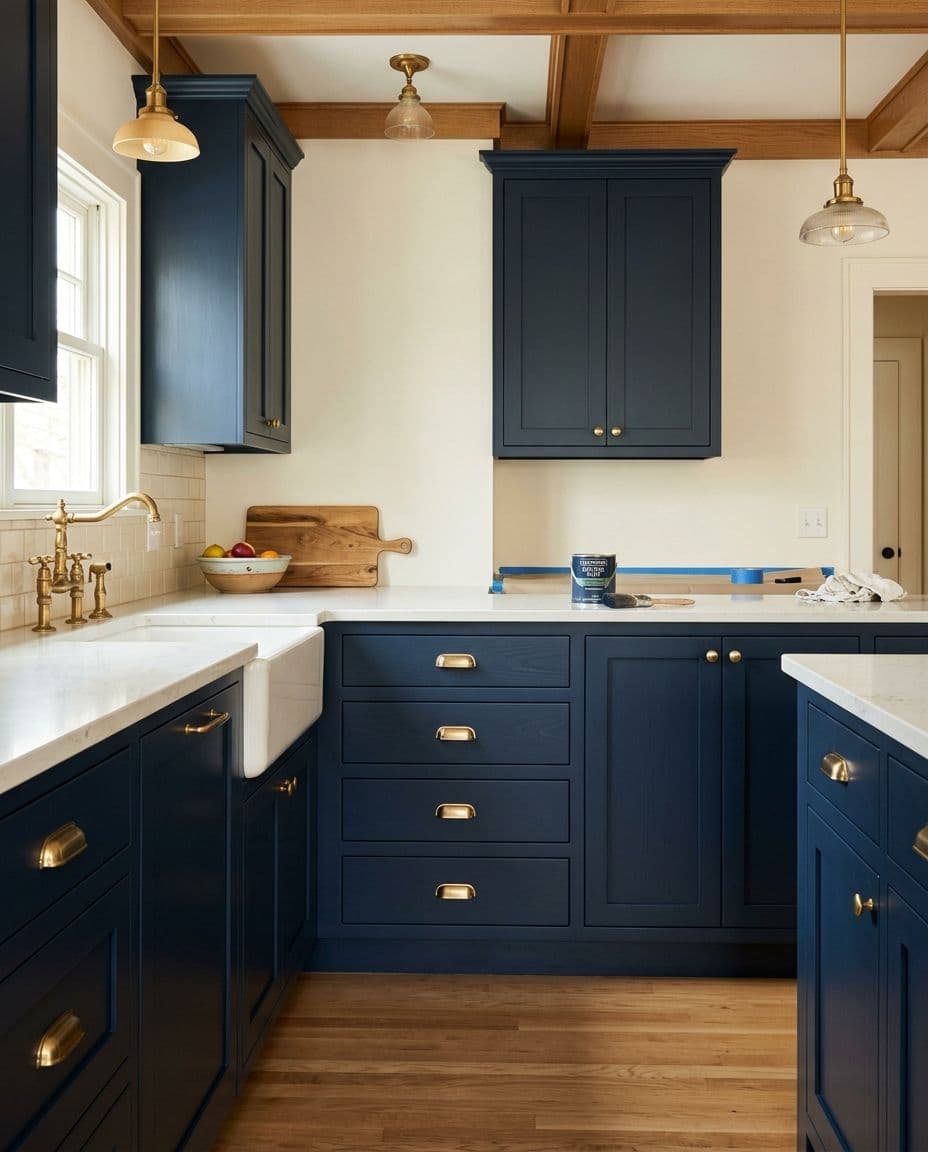 A freshly painted kitchen